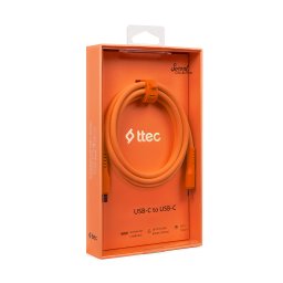 Data кабел ttec USB-C - USB-C 60W PD/QC Fast Charging/Data Cable - 120cm - Neon Orange