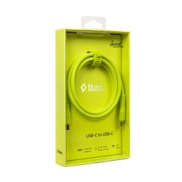 Data кабел ttec USB-C - USB-C 60W PD/QC Fast Charging/Data Cable - 120cm - Neon Yellow