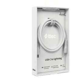 Data кабел ttec USB-C - USB-C 60W PD/QC Fast Charging/Data Cable - 120cm - Бял