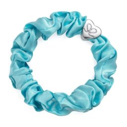 By Eloise London Silk Scrunchie Silver Heart гривна / ластик за коса цвят син