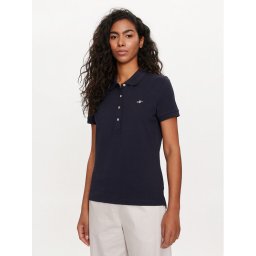 Gant Тениска с яка и копчета Shield 4200870 Тъмносин Slim Fit