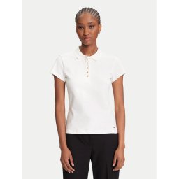 Tommy Hilfiger Тениска с яка и копчета Gold Button WW0WW45768 Екрю Slim Fit