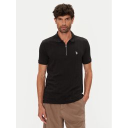 U.S. Polo Assn. Тениска с яка и копчета MUP3992 Черен Regular Fit