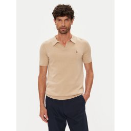 U.S. Polo Assn. Тениска с яка и копчета MUP3554 Бежов Slim Fit