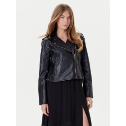 MICHAEL Michael Kors Кожено яке MT520IE8RK Черен Regular Fit