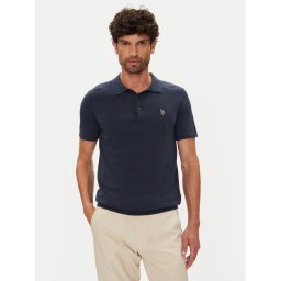 U.S. Polo Assn. Тениска с яка и копчета MUP3709 Тъмносин Regular Fit