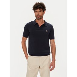 U.S. Polo Assn. Тениска с яка и копчета MUP3554 Тъмносин Slim Fit