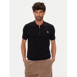 U.S. Polo Assn. Тениска с яка и копчета MUP3369 Черен Slim Fit