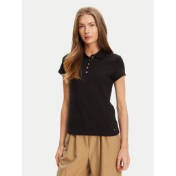 Tommy Hilfiger Тениска с яка и копчета Gold Button WW0WW45768 Черен Slim Fit