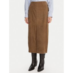 MAX&Co. Кожена пола Guelfi 2526406011200 Кафяв Straight Fit