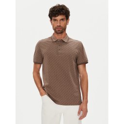 Michael Kors Тениска с яка и копчета CS550V85KS Кафяв Regular Fit