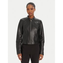 HUGO Кожено яке Lasari 50541262 Черен Regular Fit