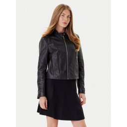 BOSS Кожено яке C_Saleste1 50545625 Черен Regular Fit