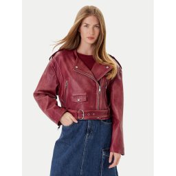 BOSS Кожено яке C_Sadora 50543026 Бордо Regular Fit