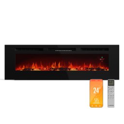 Klarstein Интелигентна електрическа камина Galeras Smart, 2 температурни настройки, 16 - 30°| LED илюзия за пламък, Опция за IOT връзка (GDW24-GlrsS-EF-152B)
