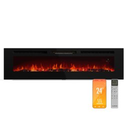 Klarstein Интелигентна електрическа камина Galeras Smart, 2 температурни настройки, 16 - 30°| LED илюзия за пламък, Опция за IOT връзка (GDW24-GlrsS-EF-178B)