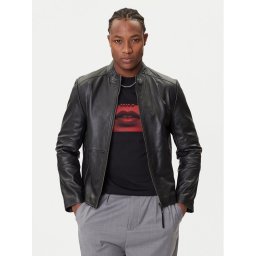 HUGO Кожено яке Lokis-3 50540984 Черен Slim Fit