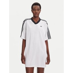 adidas Ежедневна рокля adicolor Football Jacquard KB8153 Бял Oversize