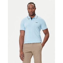 BOSS Тениска с яка и копчета Paul 50506193 Светлосиньо Slim Fit