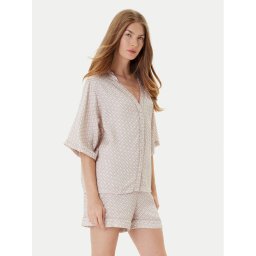 BOSS Тениска на пижама Sateen 50545615 Бежов Relaxed Fit