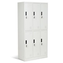 Метален шкаф Carmen CR-1243 K, 6x рафтове, 6x шкафове, прахово боядисан, вентилационен отвор, сив