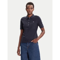 Gant Тениска с яка и копчета Shield 4202231 Тъмносин Slim Fit