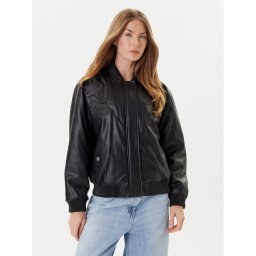 Guess Яке от имитация на кожа W5YL06 WE480 Черен Regular Fit