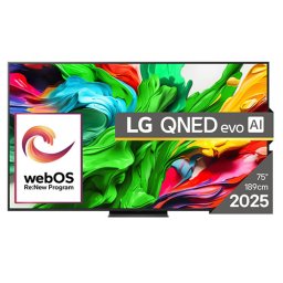 LG 75QNED86A3A, 75" 4K QNED HDR Smart TV, 3840x2160, 120Hz Native (VRR 144Hz), DVB-T2/C/S2, Alpha 8 AI Processor, HDR 10 PRO, webOS 25 ThinQ, 4K Upscaling, WiFi 5, Dolby Vision, Bluetooth 5.1, AirPlay 2, LAN, CI, HDMI, SPDIF, Stand 2025
