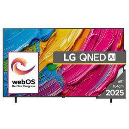LG 65QNED80A3A, 65" 4K QNED HDR Smart TV, 3840x2160, DVB-T2/C/S2, Alpha 7 AI Processor, HDR10 / HLG, webOS 25 ThinQ, VRR / ALLM / HGiG, 4K Upscaling, WiFi 5, Voice Controll, Bluetooth 5.1, AirPlay 2, LAN, CI, HDMI, SPDIF, Google Cast, 2 pole Stand