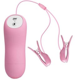 Вибриращи щипки за зърна с електро импулси "FEERS PINK"