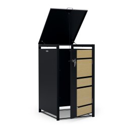 Blumfeldt BinSafe, контейнер за отпадъци, 1 кошче за отпадъци, 240 л, заключващо се, поцинкована стомана, устойчива на атмосферни влияния (KG29-1door-maplebl)