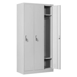 Метален шкаф RFG DZX-055/RAL7035, 3x шкафове, 6x рафтове, прахово боядисан, метален, заключване, сив