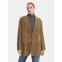 Weekend Max Mara Кожено яке Rolanda 2525446071650 Кафяв Oversize
