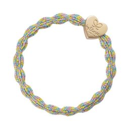 By Eloise London Metallic Gold Heart гривна / ластик за коса цвят син, розов, жълт