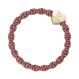 By Eloise London Metallic Gold Heart гривна / ластик за коса цвят розов