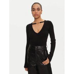 Just Cavalli Пуловер 77PAFM36 Черен Slim Fit