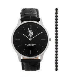 Комплект часовник и гривна U.S. Polo Assn. Jeremy USP6391TW Черен