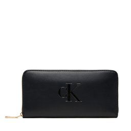 Голям дамски портфейл Calvin Klein Bold Ck Long Zip Around LV04F1077G Черен
