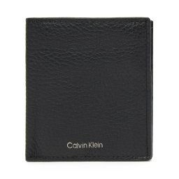 Голям мъжки портфейл Calvin Klein Ck Leather Comp Trifold W C &Car LV04D1029G Черен