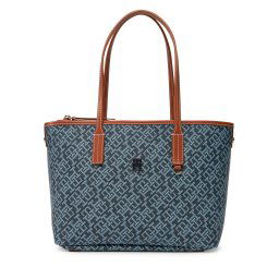 Дамска чанта Tommy Hilfiger Th Monoplay Leather Mini Tote AW0AW17415 Тъмносин