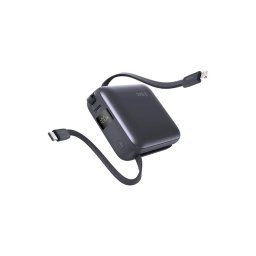 Външна батерия ttec ReCharger Mini LCD 10.000mAh PD 20W Powerbank с кабел USB-C и Lightning Cable - Сива