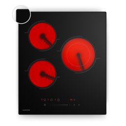 Klarstein Velaire стъклокерамичен плот, елегантен, минималистичен, мощен, 3 нагреваеми зони, 4100 W, 45 см (XFC503T-B1SD)