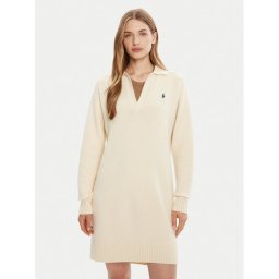 Polo Ralph Lauren Плетена рокля 211A91143003 Кремав Slim Fit