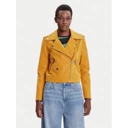 Desigual Яке от имитация на кожа Must 25WWEW69 Жълт Regular Fit