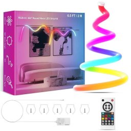 RGBIC LED Неонов Маркуч 360° Водоустойчив с Bluetooth и Дистанционно Управление Комплект 2м