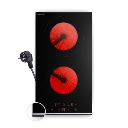 Klarstein Керамичен плот Verosteel, Минималистичен, мощен, 2 зони за готвене, 3000 W, 30 см (GK-CD303007E-P)