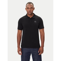 KARL LAGERFELD Тениска с яка и копчета 745020 554235 Черен Regular Fit