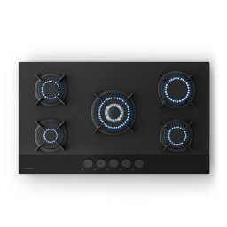 Klarstein Газов плот Velaire плот с 5 котлона с електрическо запалване съвместим с природен газ и LPG, 10400W, 90 см (PG9051G-ACB)