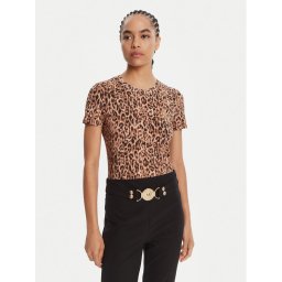 Just Cavalli Тишърт 79PAHE07 CJ112 Кафяв Slim Fit