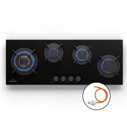 Klarstein Goldflame 4 Slim, газов котлон, 4 горелки, самостоятелен, природен газ/пропан, неръждаема стомана (CP11-Goldfl-4Slim-BK)